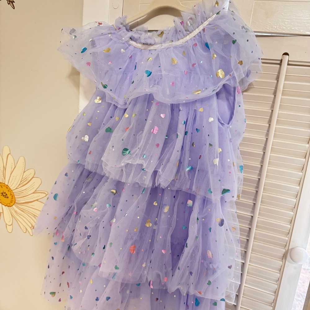 Lola + The Boys Lavender Dress with Heart Accents EUC 4T